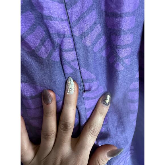 SIKA Tagoe leaf print light purple flutter sleeve long jumpsuit romper handmade - Picture 11 of 11